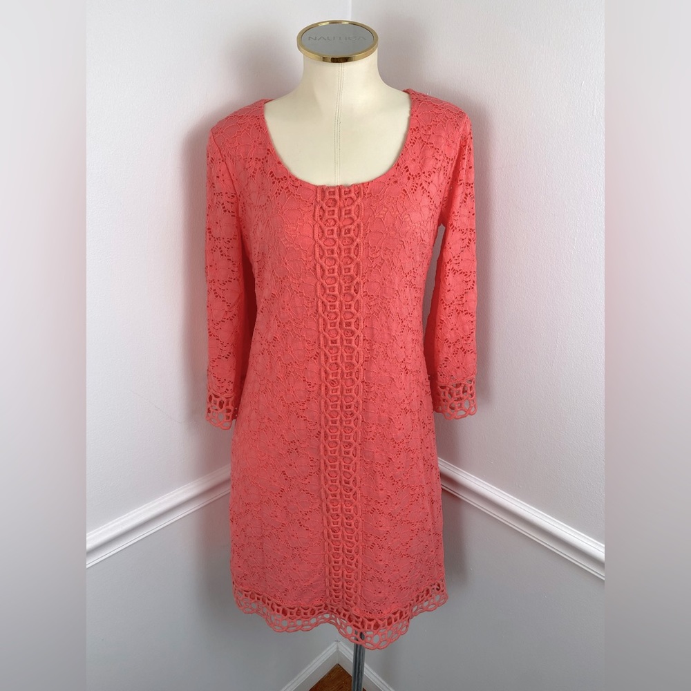 ALFANI Coral Lace Dress Macys Spring Summer | Small